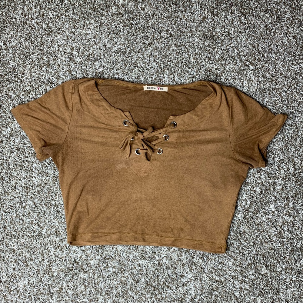 Brown Suede Crop Top